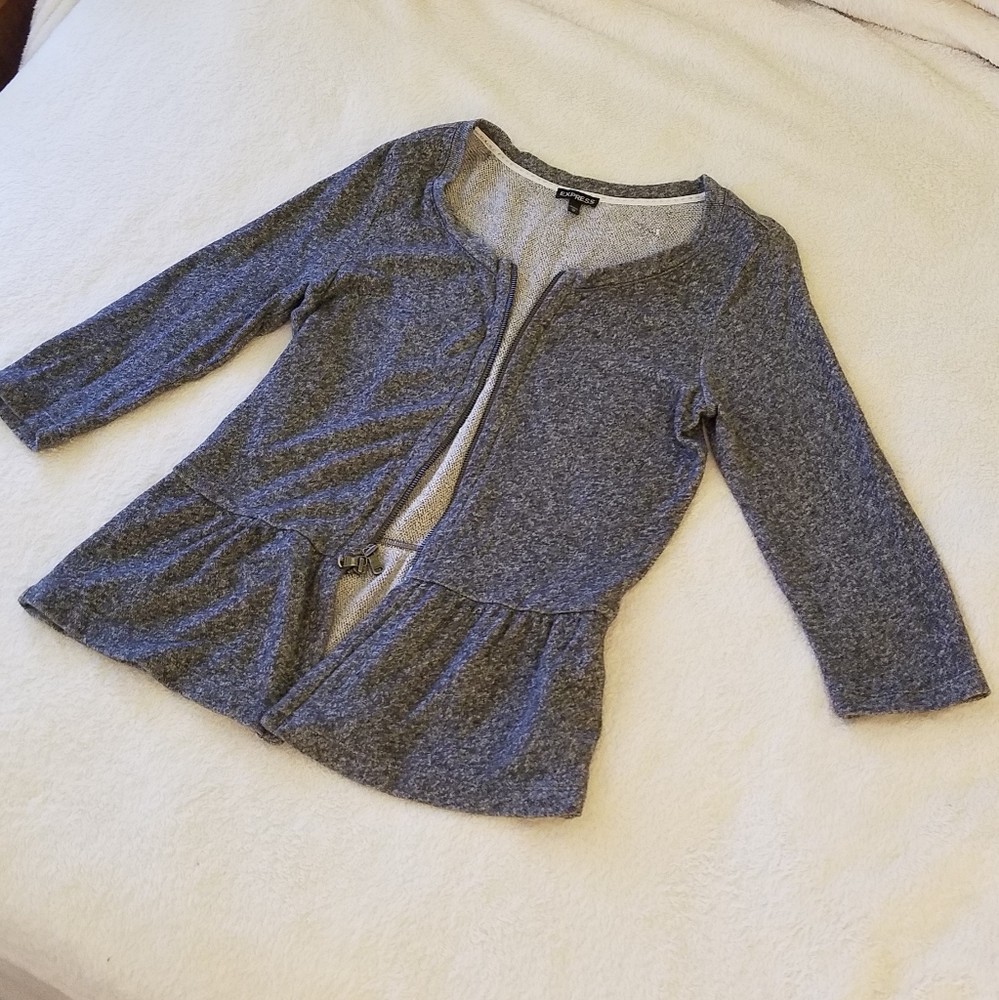 Express grey long sleeve zipper sweater